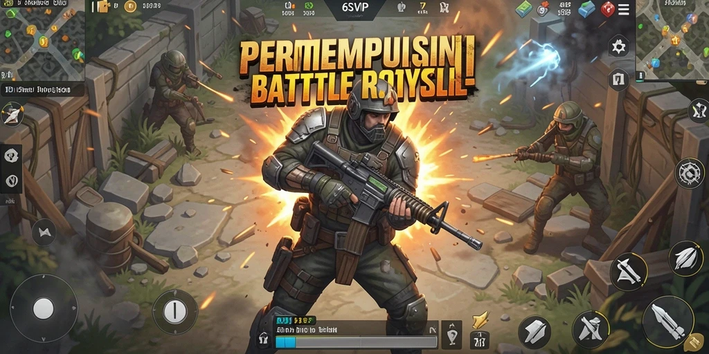 Gameplay seru dan menegangkan dalam pertempuran Battle Royale.
