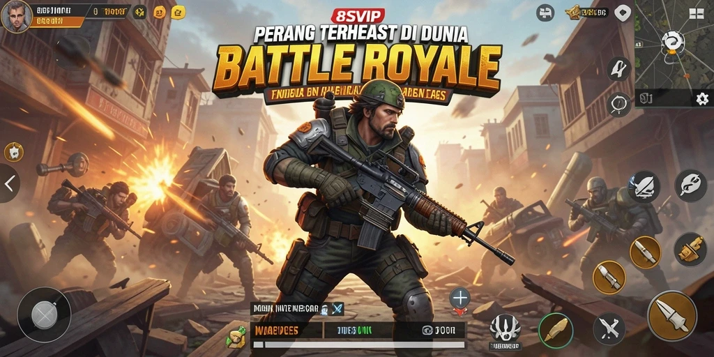 Gameplay seru dan mendebarkan di dalam 8SVIP Battle Royale.