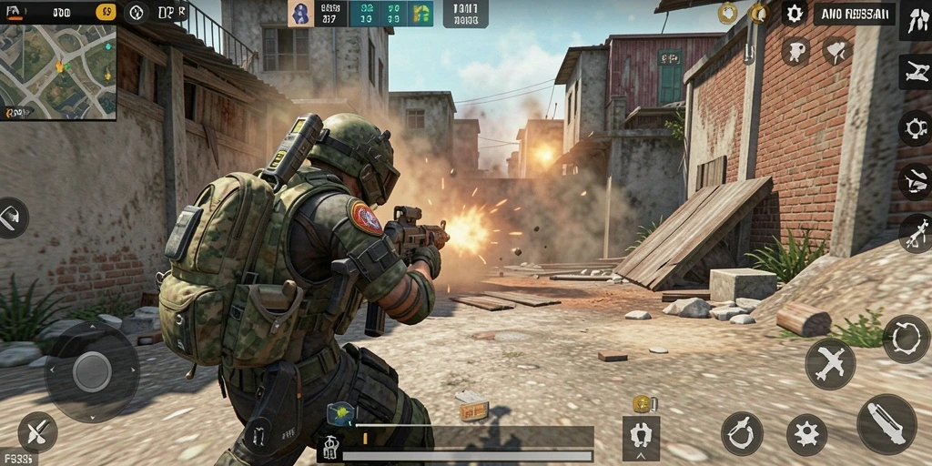 Tampilan seru dari gameplay FB333 dengan aksi TPS yang mendebarkan.