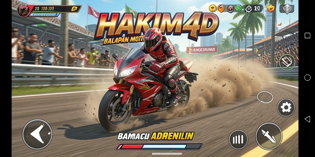 Screenshot HAKIM4D menunjukkan aksi balapan motor yang mendebarkan.