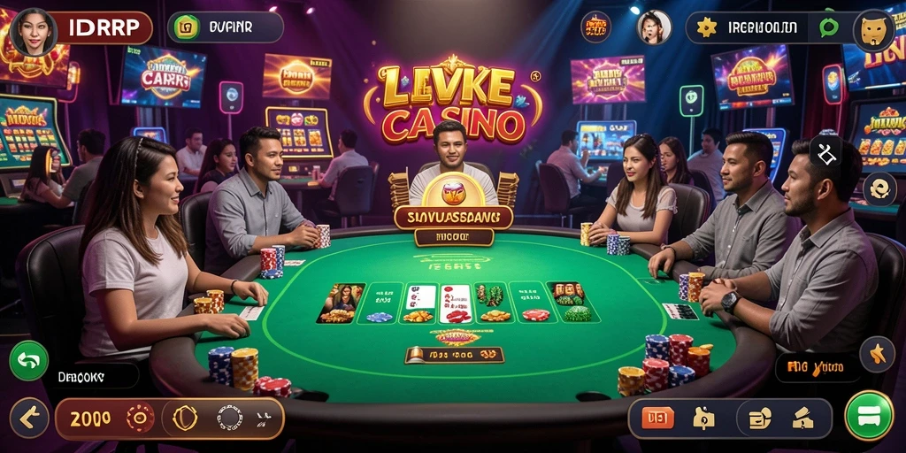 Screenshot gameplay Live Casino IDRRP menampilkan dealer dan meja permainan.