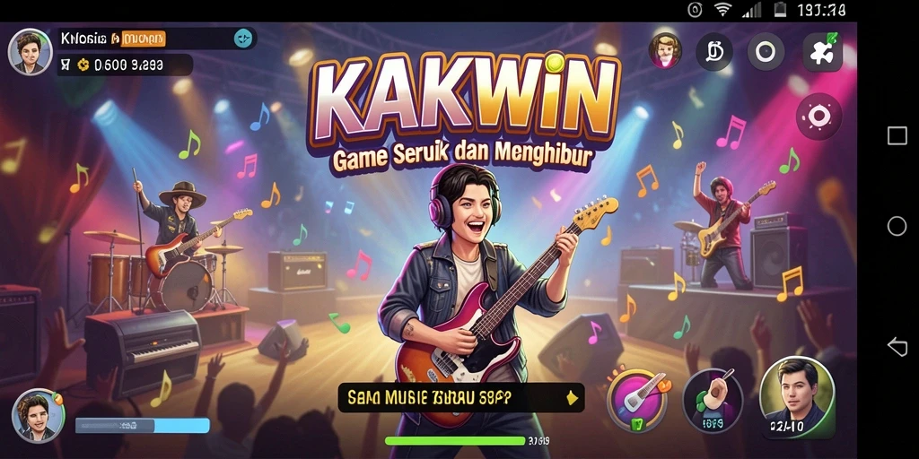 Screenshot gameplay KAKWIN menunjukkan keseruan bermain musik.