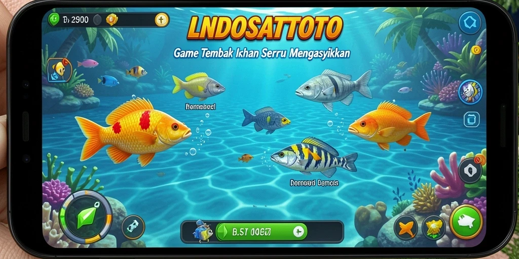 Screenshot gameplay LNDOSATTOTO menampilkan aksi menembak ikan yang mendebarkan.