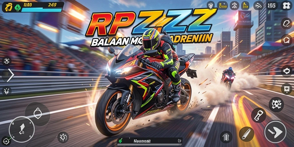Gameplay seru RPZZZ dengan kecepatan tinggi dan lintasan balapan menarik.